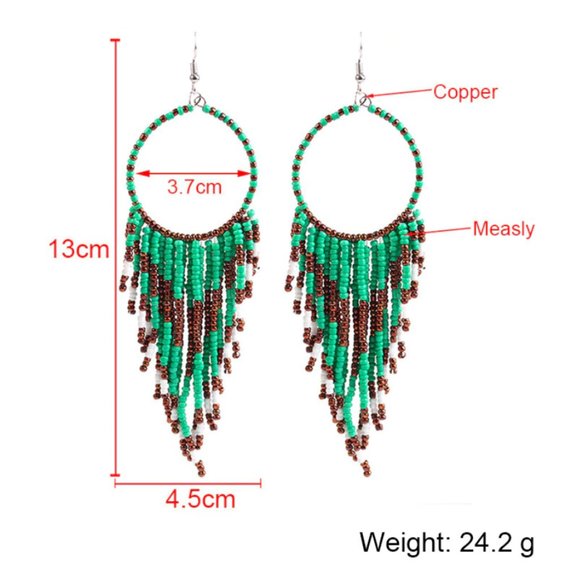 Bohemian Beads Tassel Earrings - Picture 14 of 14